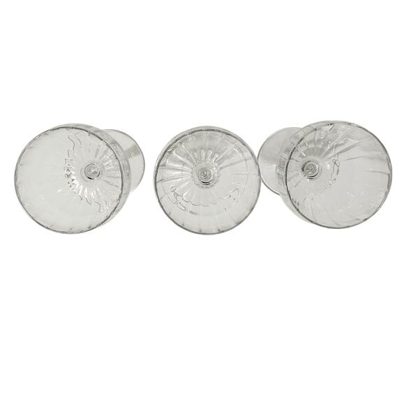 Set of 3 Libbey Clear Ribbed Optic Twist Goblets 7.5" Vintage USA Stemware - Picture 2 of 3